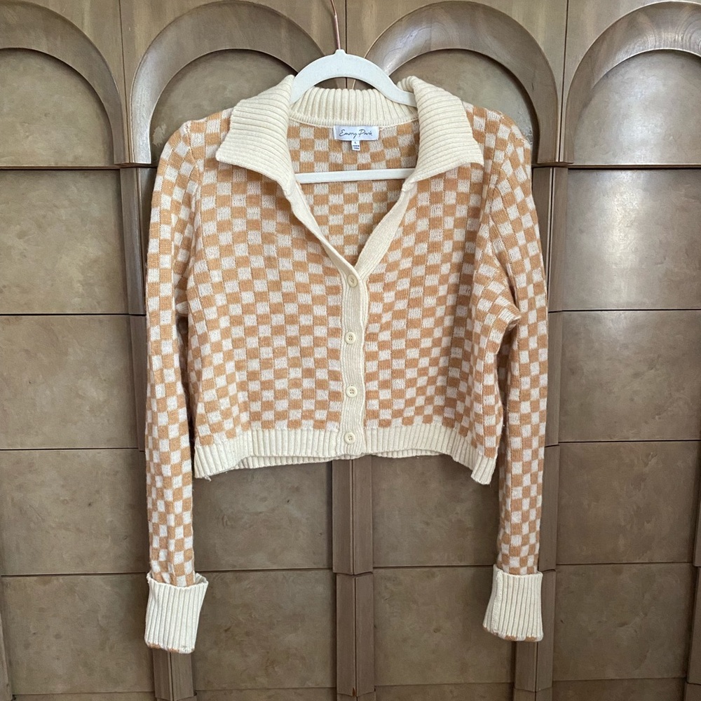Emory Park cropped checkered cardigan